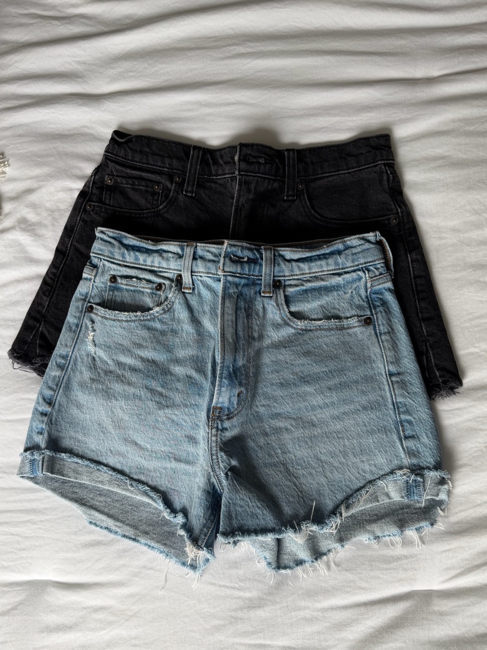 Abercrombie & Fitch Denim Shorts Duo – Light Blue & Black